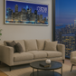 Horloge Murale Panorama - Skyline New York by Night (120x40 / 150x50 / 180x60)