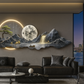 Horloge Murale Panorama Montagne et Lune - Déco Maison Design - Idéal Salon Moderne