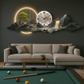 Horloge Murale Panorama Montagne et Lune - Déco Maison Design - Idéal Salon Moderne