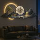 Horloge Murale Panorama Montagne et Lune - Déco Maison Design - Idéal Salon Moderne